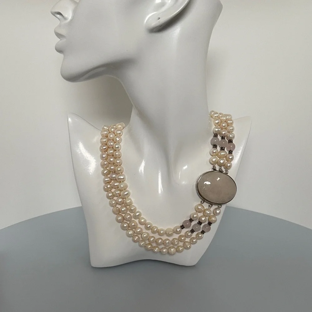 JADE pink real Pearl Necklace